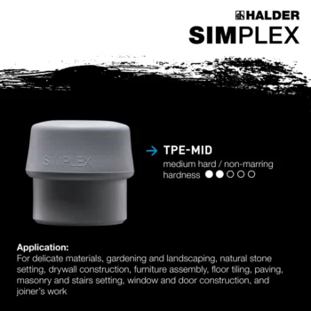                                             SIMPLEX soft-face mallets TPE-mid / plastic; with aluminium housing and high-quality wooden handle
 IM0015103 Foto ArtGrp Zusatz en
