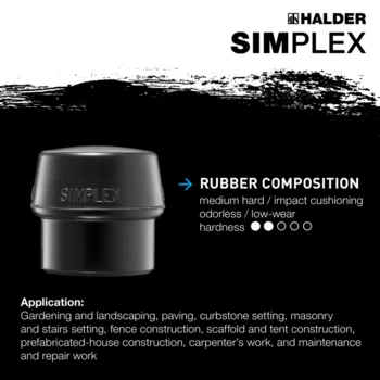                                             SIMPLEX soft-face mallets Rubber composition / nylon; with aluminium housing and high-quality wooden handle
 IM0015353 Foto ArtGrp Zusatz en
