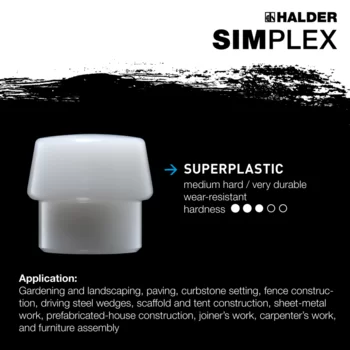                                             SIMPLEX soft-face mallets Superplastic; with cast iron housing and high-quality wooden handle
 IM0015355 Foto ArtGrp Zusatz en

