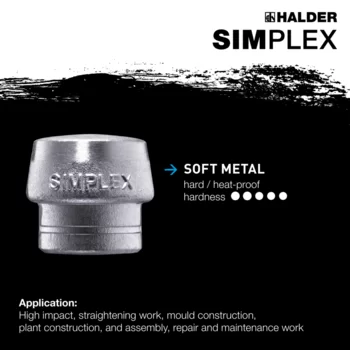                                             SIMPLEX soft-face mallets Rubber composition / soft metal; with cast iron housing and high-quality wooden handle
 IM0015357 Foto ArtGrp Zusatz en
